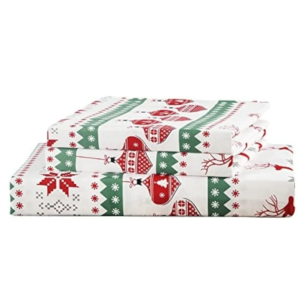 Lightweight Microfiber Duvet Cover Set, Printed Reindeer, Christmas